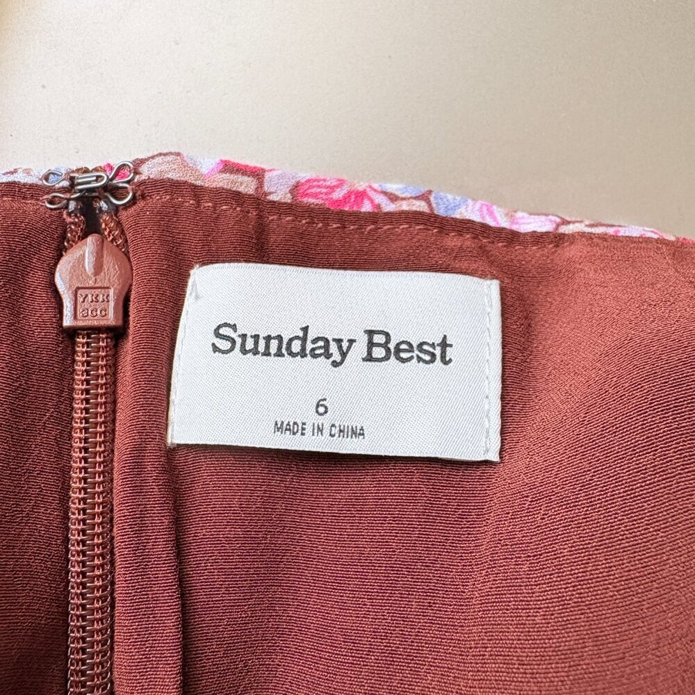 Aritzia Sunday Best Tatiana Skirt NWT Floral Cognac Pink Size 6 - Picture 7 of 8